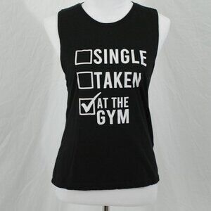 Gym Babe Womens Medium Muscle Shirt “At the Gym” Black EUC workout top